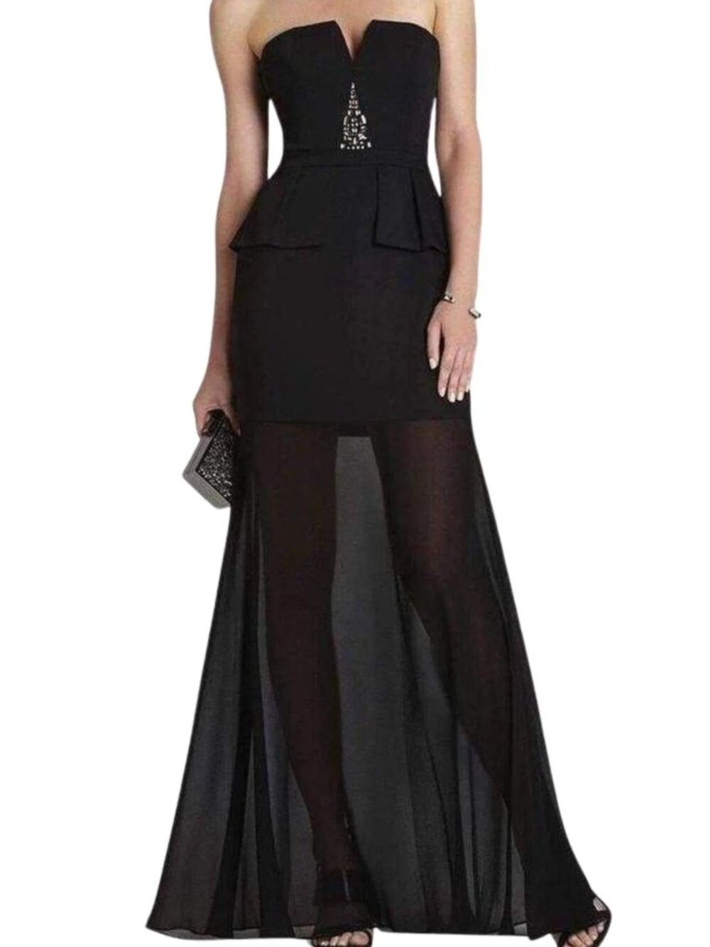BCBGMAXAZRIA Caitlyn Strapless Embellished Bodice Dress, Size 10